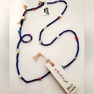 Nwt Free People Blue Beaded Belly Chain